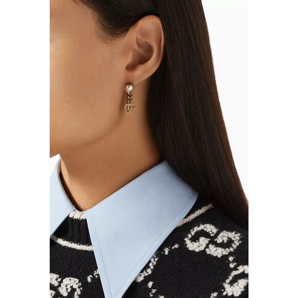 Gucci Gold Pearl Double G Earrings - OS - Picture 5 of 5